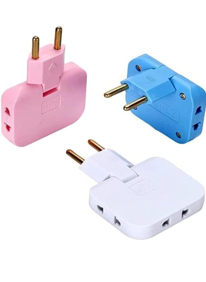 Generic 3 in 1 Adapter | Wireless Rotatable Adapter | Mini Outlet Adapter | Foldable Adapter Plug Socket | Rotate Plug Converter | 180 Degree Extension Plug | Multi Socket (Pack of 1,Multicolor)  - Image 1
