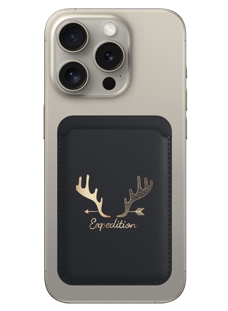 Theodor Magnetic Wallet, Compatible with MagSafe Wallet, for iPhone Wallet, for iPhone 16/15/14/13/12 Series, Not for iPhone 13/12 mini, 3 Card Holder, Vegan Leather, Black - Expedition - Image 1