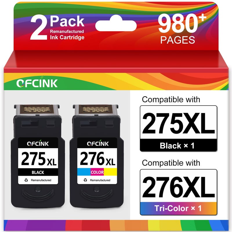 OFCINK PG275XL CL276XL High Yield Replacement for Canon 275 and 276 Ink Cartridges 275XL 276XL PG275 CL276 Compatible with PIXMA TS3722 TR4720 TS3522 TR4722 TR4700 TS3500 Printer Black Color 2Pack - Image 2