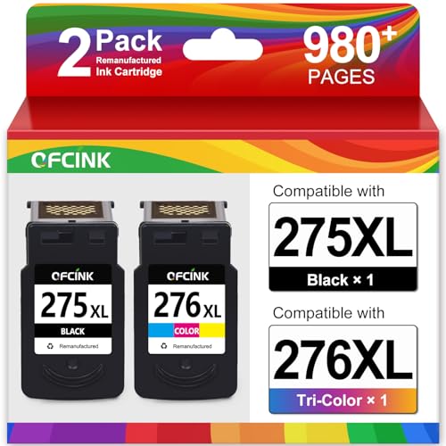 OFCINK PG275XL CL276XL High Yield Replacement for Canon 275 and 276 Ink Cartridges 275XL 276XL PG275 CL276 Compatible with PIXMA TS3722 TR4720 TS3522 TR4722 TR4700 TS3500 Printer Black Color 2Pack - Image 1