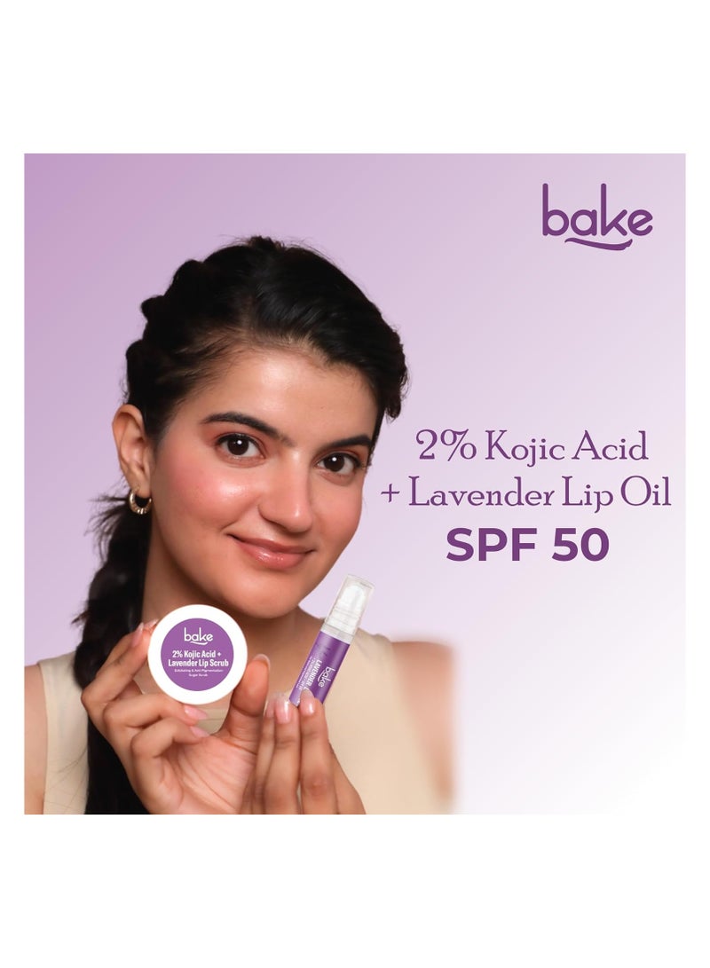 BAKE 2% Kojic Acid Lavender Brightening Lip Balm Oil for Dark & Pigmented Lips with SPF 50 PA++++ with Alpha Arbutin - 15g - Image 5