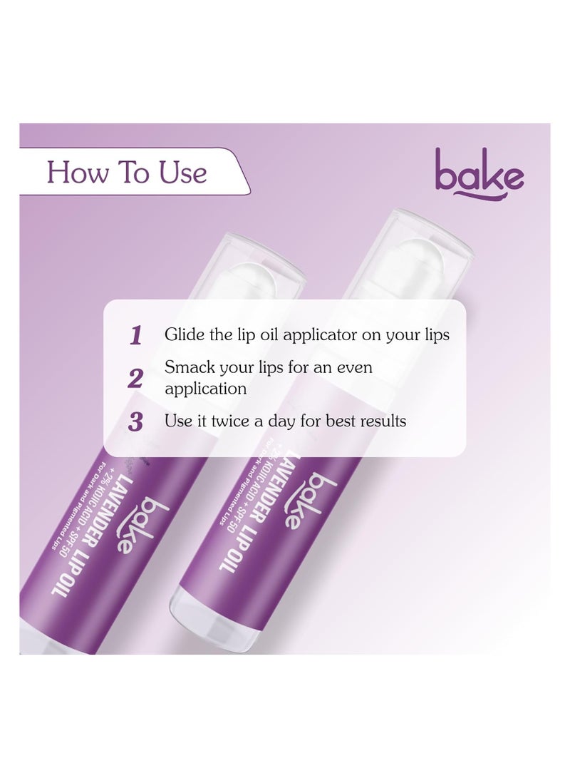 BAKE 2% Kojic Acid Lavender Brightening Lip Balm Oil for Dark & Pigmented Lips with SPF 50 PA++++ with Alpha Arbutin - 15g - Image 4