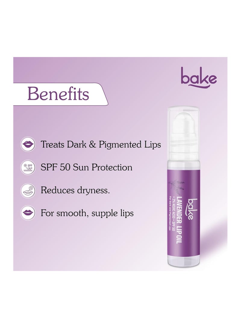 BAKE 2% Kojic Acid Lavender Brightening Lip Balm Oil for Dark & Pigmented Lips with SPF 50 PA++++ with Alpha Arbutin - 15g - Image 2