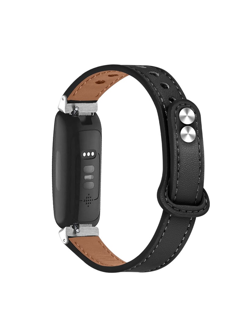 SYOSI Smart Band Leather Strap, Compatible with Fitbit Inspire 2 Strap, Genuine Leather Sport Wristband Replacement Strap bands Bracelet - Image 1