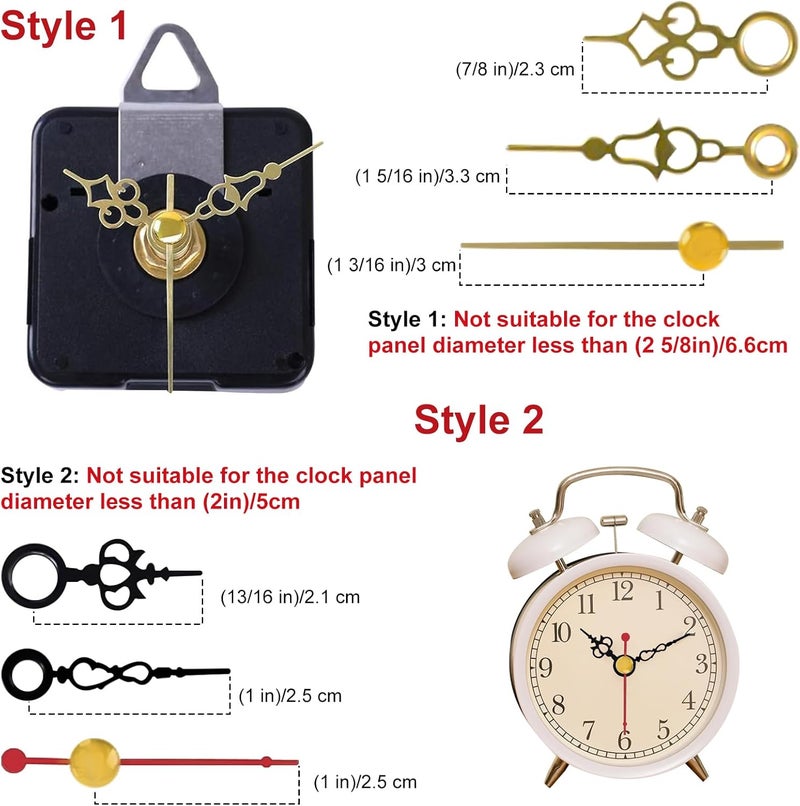 EMOON 3-Piece Silent Clock Mechanism Kit with 8 Pairs of Short Clock Hands Battery Operated Quartz Movement for DIY Clock Repair and Replacement (Total Shaft Length 16mm, 20mm, 23mm) - Image 3