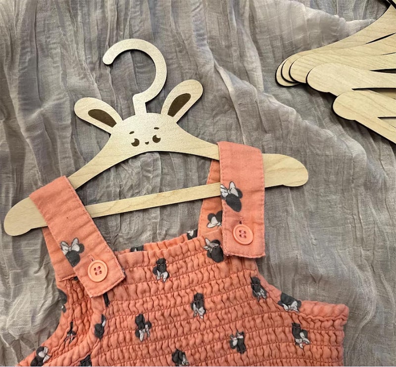 Curious Button Set of 5 pcs Wooden Animal Baby Hanger, Bunny Kids Closet Hangers, Cloths Organiser for Wardrobe, Baby Banny Hangers for Nursery Closet Storage, Cloth Organiser for Wardrobe - Image 2