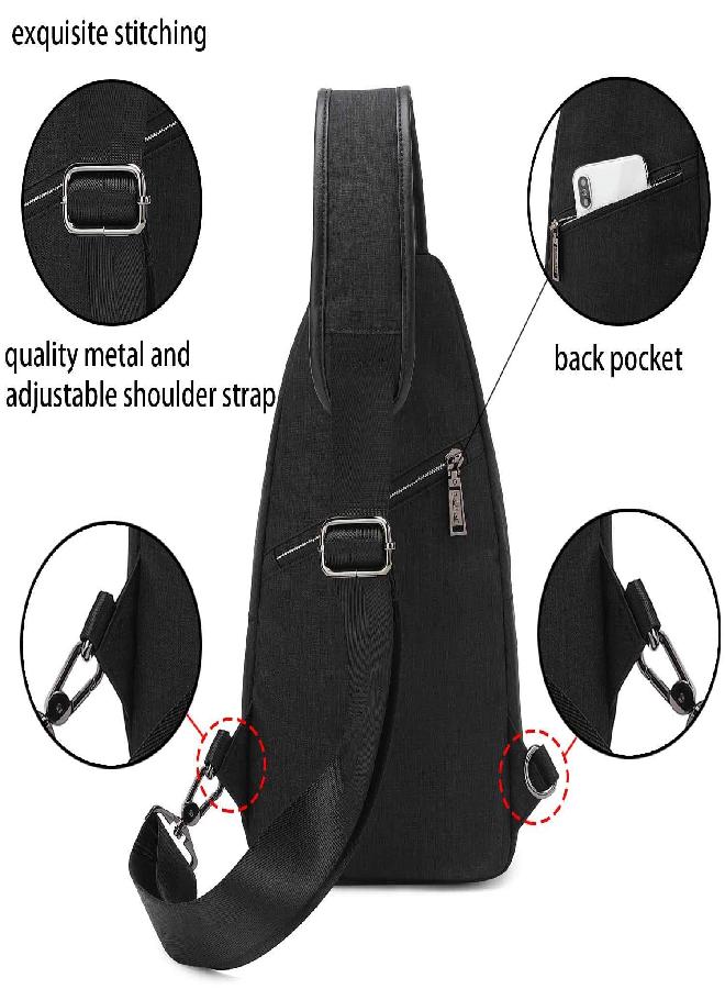 TUOWAN tuowan Small Sling Bag Crossbody Backpack Over the Shoulder Bag for Men Women Travel Outdoors, Lightweight Sling Purse Chest Pack (Large black) - Image 4