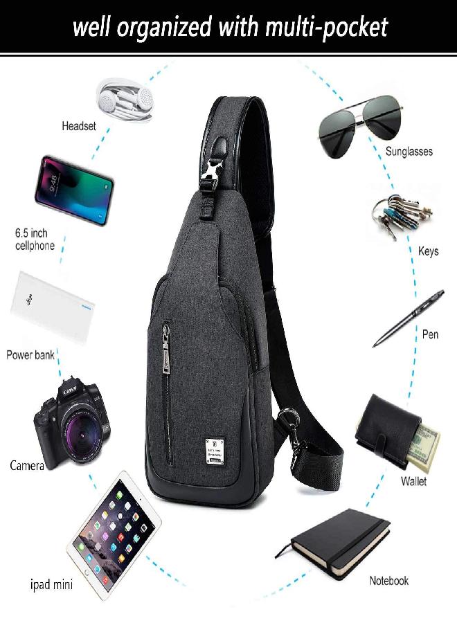 TUOWAN tuowan Small Sling Bag Crossbody Backpack Over the Shoulder Bag for Men Women Travel Outdoors, Lightweight Sling Purse Chest Pack (Large black) - Image 2