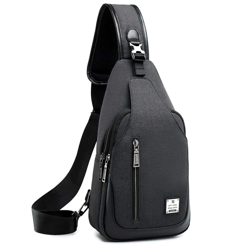 tuowan Small Sling Bag Crossbody Backpack Over the Shoulder Bag for Men Women Travel Outdoors, Lightweight Chest Pack (Large,Black) - Image 1
