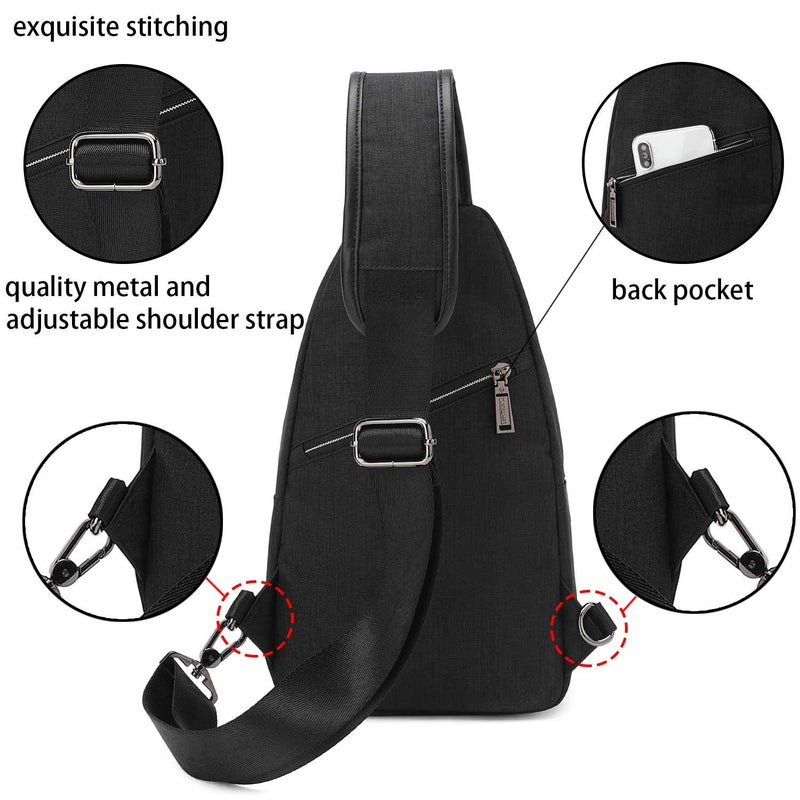 tuowan Small Sling Bag Crossbody Backpack Over the Shoulder Bag for Men Women Travel Outdoors, Lightweight Chest Pack (Large,Black) - Image 4