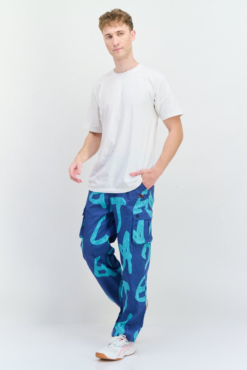 Gotcha Men Regular Fit Graphic Print Cargo Pants, Blue - Image 4