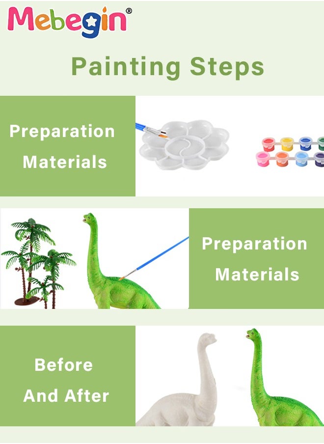 MEBEGIN 3D Dinosaur DIY Craft Kit with 4 Dinosaur Figurines, 4 Cars and 1 Mat, Educational Color Drawing Dinosaur Model Toys, Safe Dinosaur Hand Painted Toy Set, Child Plastic Dinosaur Model Toy, Creative Handicrafts Gift for Kids  - Image 4