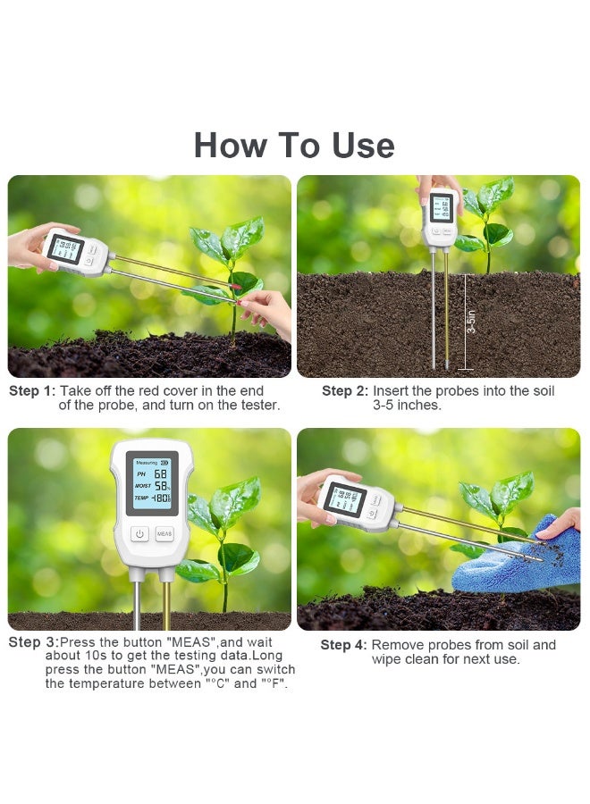 جهاز قياس التربة الرقمي 3 في 1 بشاشة LCD – لقياس رطوبة التربة وحرارتها ودرجة الحموضة للحدائق والزراعة والعناية بالنباتات - Image 5