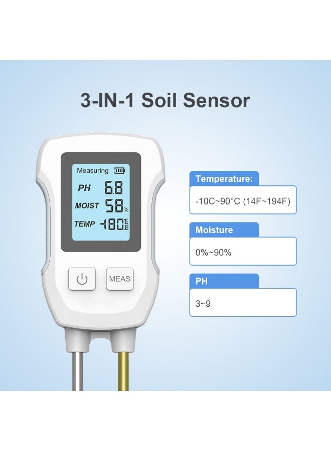 جهاز قياس التربة الرقمي 3 في 1 بشاشة LCD – لقياس رطوبة التربة وحرارتها ودرجة الحموضة للحدائق والزراعة والعناية بالنباتات - Image 3