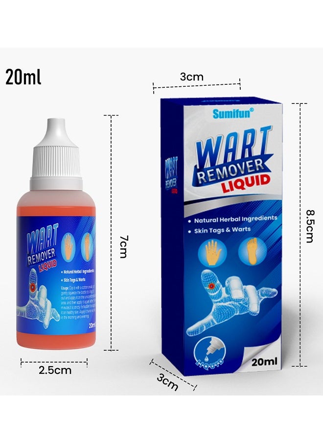 Sumifun - Wart Remover Liquid, Maximum Strength Salicylic Acid Wart Liquid, One Step Invisible Wart Remover Strips, Fast-Acting Wart Liquid Freeze Off for Warts, Plantar Wart, Common Wart, Flat Wart 20ML - Image 1