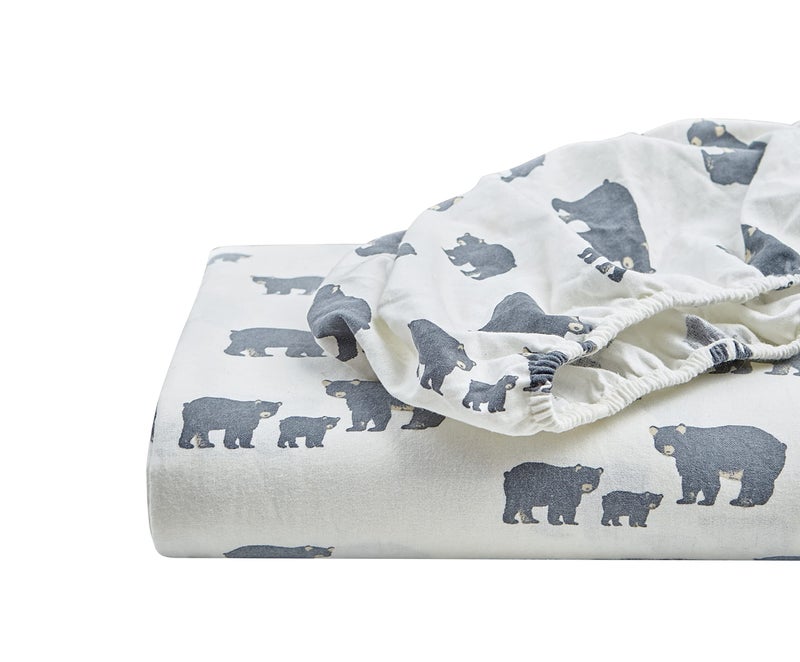 Eddie Bauer - Flannel Sheets Twin Size, Anti-Pilling & Wrinkle Resistant Cotton, Touchably Soft for All-Season Comfort - Bed Sheets with Matching Pillowcase & Fitted Sheet (Bear Family Grey) - Image 3