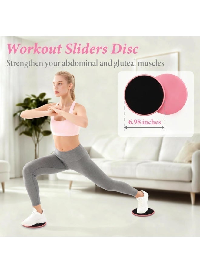 WALALLA 16 PCS Pilates Set for Women Home Workout Kit with Inch Pilates Ring, Yoga Ball, Resistance Bands, Hip Bands, Figure 8 Band, Sliders, Stretch Strap, Non Slip Socks, Storage Bag Pink - Image 3