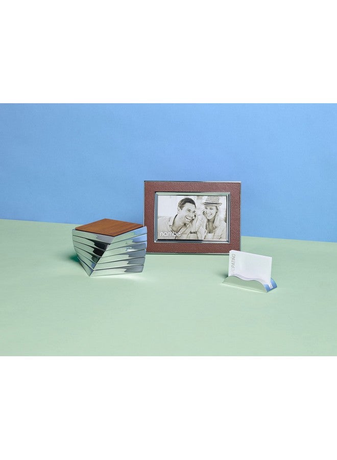 Nambe Wave Business Card Holder Desk Business Card Holder For Display Made Of Metal Alloy Solid Silver Base In A Wave Shape Designed By Karim Rashid - Image 3