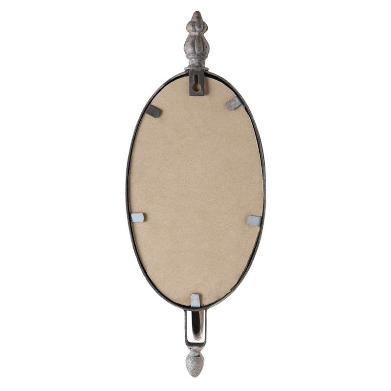 SOFFEE DESIGN Antique Metal Candle Sconces Candlestick Holder Wall Mounted Distressed with Oval Faded-Looking Mirror - Image 5