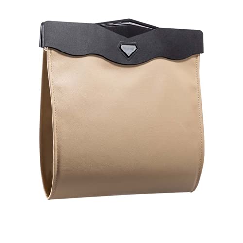 AOWIS item_name AOWIS Car Leather Trash Bag Smart LED Waterproof Organizer Storage Garbage Can KHAKI - Image 1