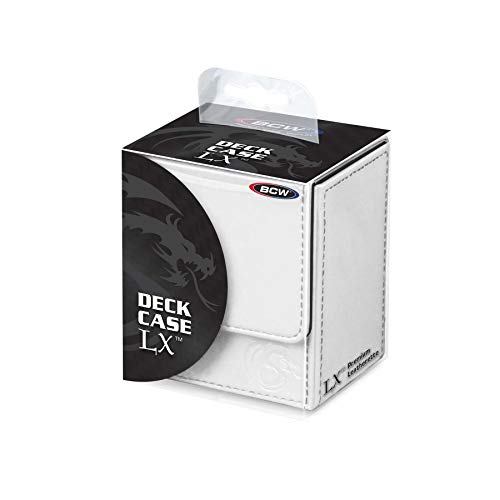 BCW Deck Case LX | Holds 80 Sleeved Gaming Cards | White Leatherette with White Stitching | Magnetic Closure | Durable Card Storage for Magic, Pokémon, Star Wars, and More - Image 1