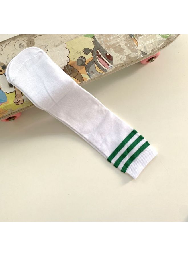 White Green Edge Children's Mid-tube Socks Cotton Sports Boys And Girls Solid Color Striped Dance Socks Cheerleading Performance Football Socks