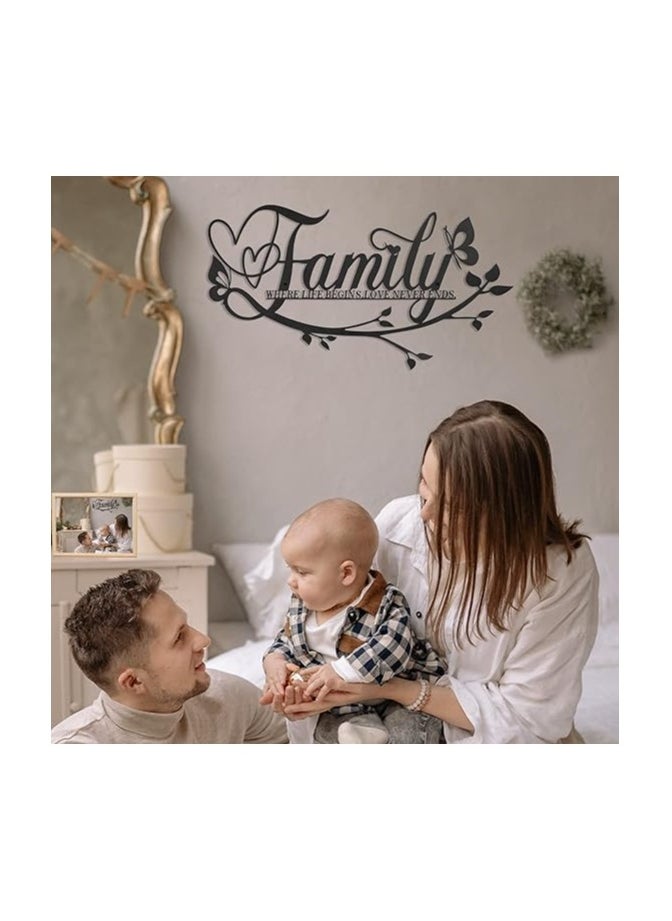 MIRFA Wooden Wall Art With Self Adhesive Base - Black (Family)  - Image 2