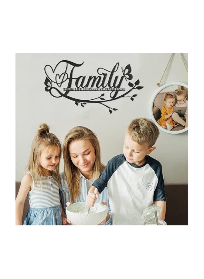 MIRFA Wooden Wall Art With Self Adhesive Base - Black (Family)  - Image 3
