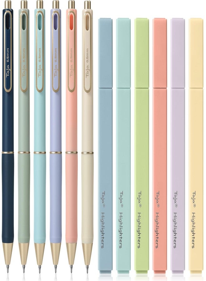 Taja 12 Pack Bible Highlighters and Pens Set No Bleed, 6 Aesthetic Pastel Highlighters and 6 Black Ink Pens for Bible Study, Journaling, School and Office Supplies - Image 1