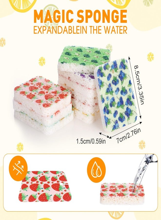 Maxdot 50 Counts Compressed Cellulose Sponges Bulk Fruits Pattern Natural Kitchen Compostable Non Scratch Dish Sponges for Washing Dishes,Cleaning Countertop Sink,Kids DIY - Image 2