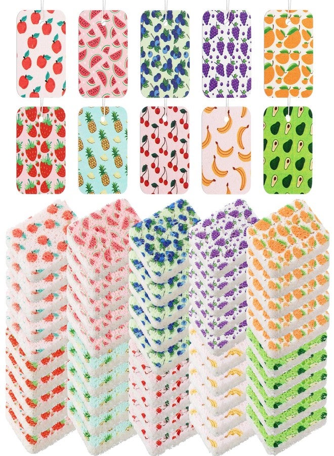 Maxdot 50 Counts Compressed Cellulose Sponges Bulk Fruits Pattern Natural Kitchen Compostable Non Scratch Dish Sponges for Washing Dishes,Cleaning Countertop Sink,Kids DIY - Image 1