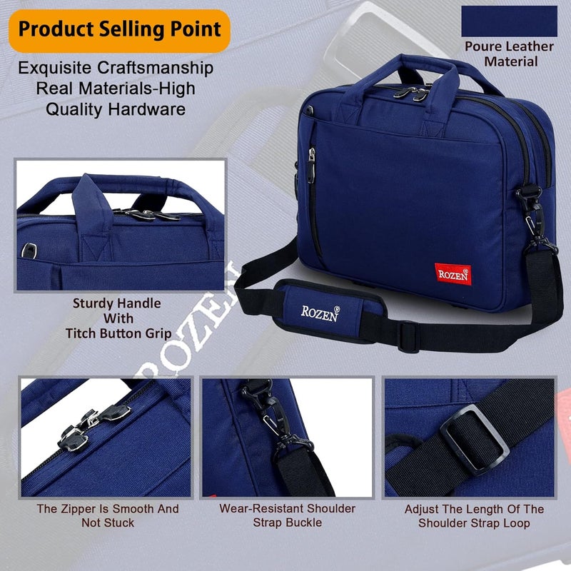 ROZEN حقيبة لابتوب 15.6 بوصة (39.6 سم) حقيبة كتف مهنية للسفر للأعمال للرجال والنساء حقيبة رسائل مقاومة للماء حقائب تنفيذية رسمية - Image 4