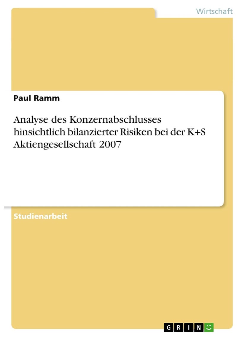 Analyse des Konzernabschlusses hinsichtlich bilanzierter Risiken bei der K+S Aktiengesellschaft 2007 