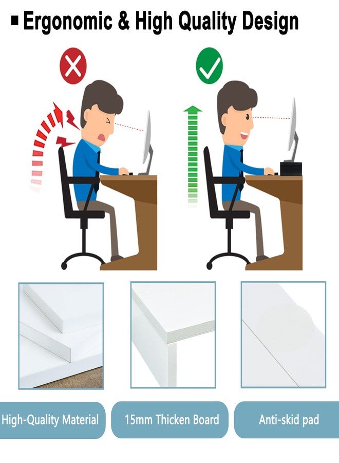TEAMIX 2 Pack White Monitor Stand Riser - 20 inch, Wooden Desk Stand with Keyboard Organizer - Image 4