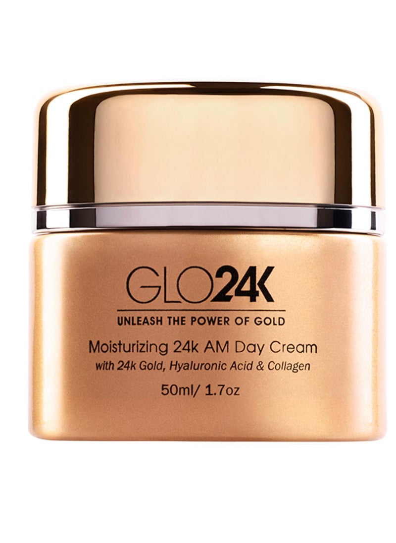 GLO24K UNLEASH THE POWER OF GOLD GLO24K Moisturizing Day Cream with 24k Gold, Hyaluronic Acid, Collagen, and Vitamins. For Optimal Hydration.  - Image 1