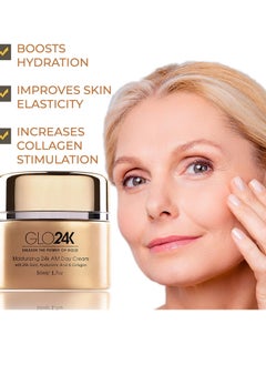 GLO24K UNLEASH THE POWER OF GOLD GLO24K Moisturizing Day Cream with 24k Gold, Hyaluronic Acid, Collagen, and Vitamins. For Optimal Hydration.  - Image 3