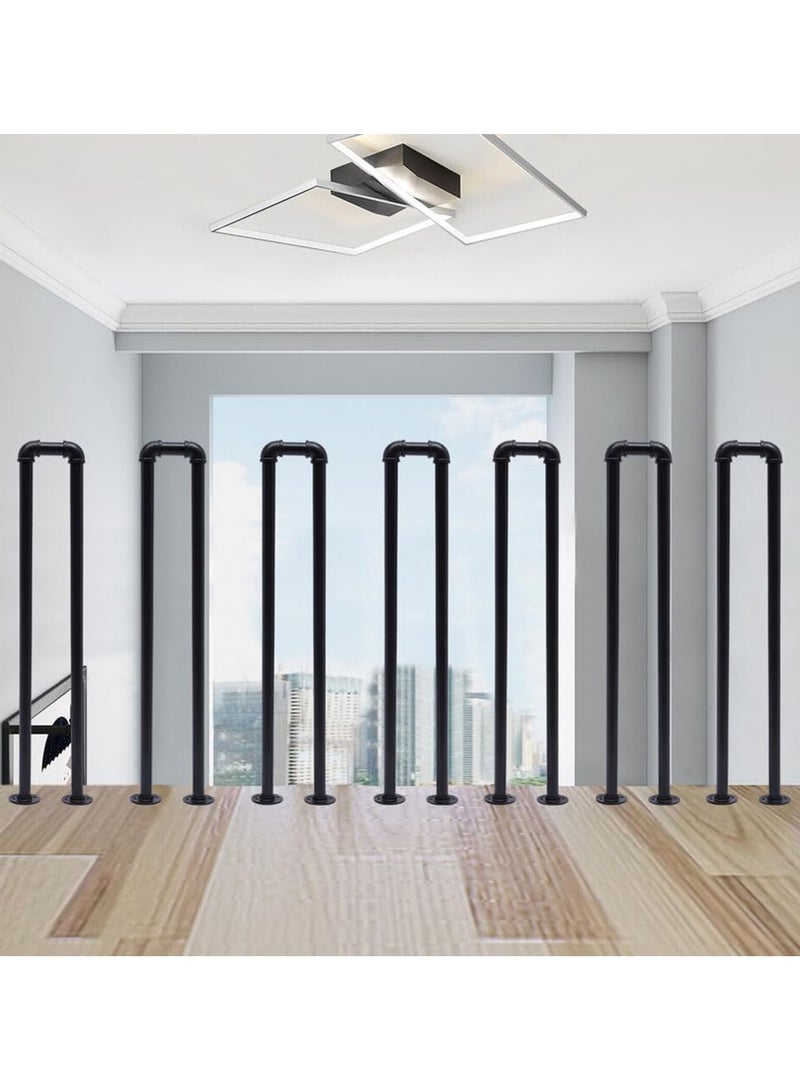 Matte Black U Shaped Stair Handrail 85*20 cm Industrial Wrought Iron Railing Non Slip Safety Support Pole for Indoor Outdoor Elderly Children Home Garden Loft Corridor Villa Hotel - Image 4