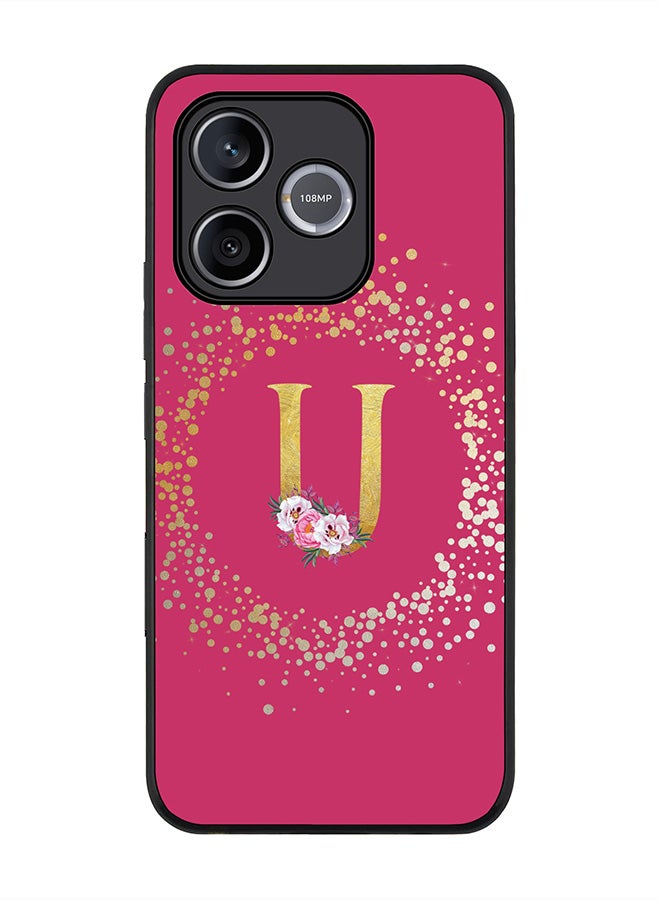 Stylizedd For Honor 600 Lite / 500 Smart / Honor X80i Case,Slim fit Camera Protection, Shockproof Thin Phone cover  - Custom Monogram Floral - U ( Deep Pink ) - Image 1
