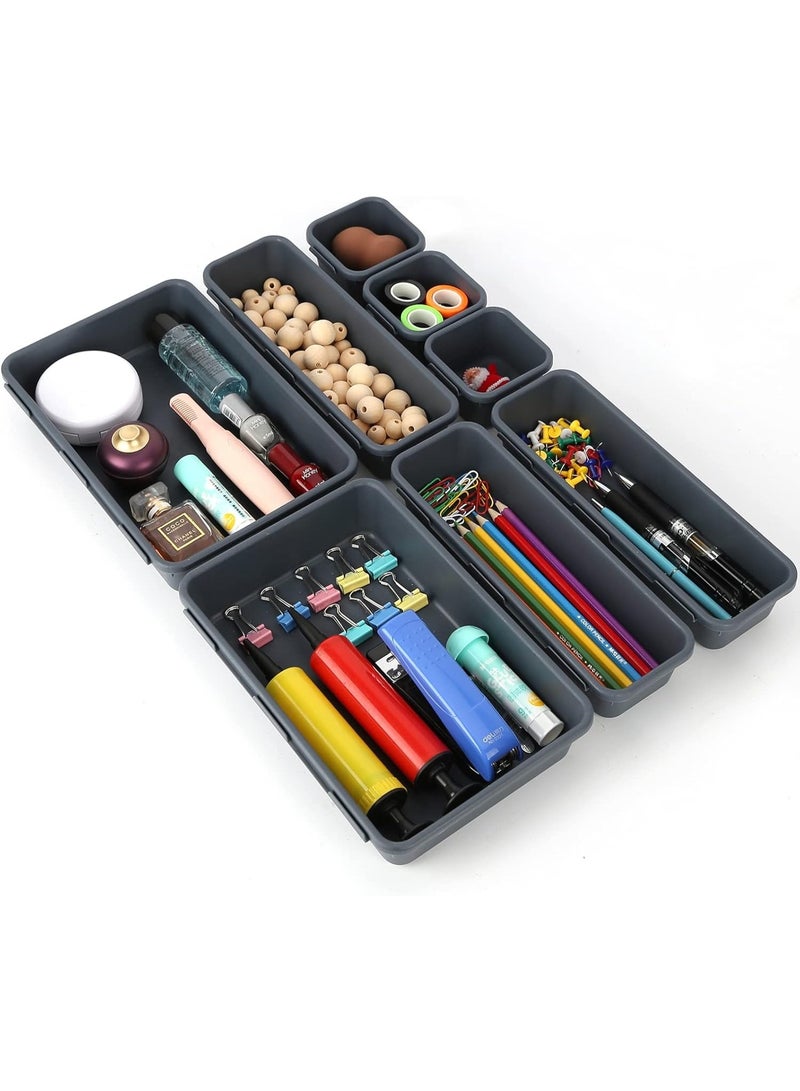 Interlocking Drawer Boxes, Durable Plastic, Different Diagrams to Guide Custom Layout, Great for Desk Drawer, Toolbox or Garage Organization, (8 Pack)  - Image 1