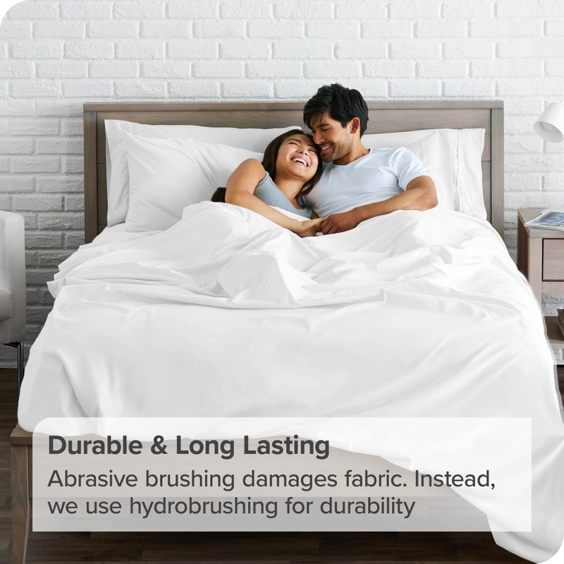 Bare Home Twin/Twin Extra Long Flat Sheet - Premium 1800 Ultra-Soft Top Sheet - Hotel Luxury - Double Brushed - Easy Care - 1 Twin/Twin XL Flat Sheet Only (Twin/Twin XL, White) - Image 5