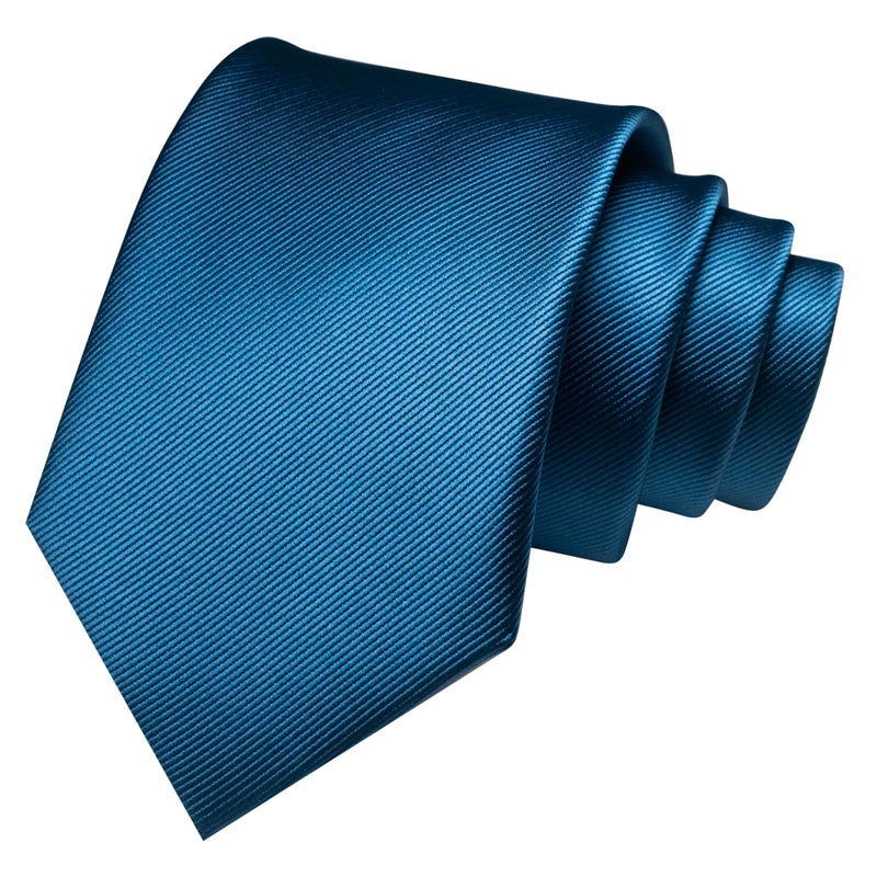 JEMYGINS Peacock Blue Formal Necktie and Pocket Square Tie Clip Sets for Men (peacock blue) - Image 4