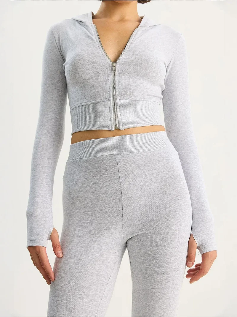 Bianco Lucci LUCCI Ribbed Cotton High Waist Two-Piece Coord