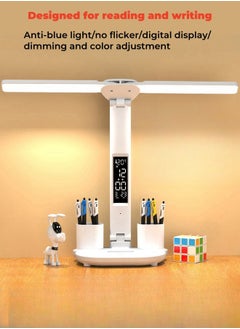 XiuWoo Large Capacity Battery Foldable Eye Protection Desk Lamp Led Smart Desk Lamp Bedroom Charging Reading, Desk, Study, Office Table Lamp with Fan, Pen Holder - Plug-in Model  - Image 2