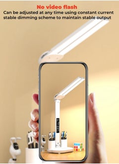 XiuWoo Large Capacity Battery Foldable Eye Protection Desk Lamp Led Smart Desk Lamp Bedroom Charging Reading, Desk, Study, Office Table Lamp with Fan, Pen Holder - Plug-in Model  - Image 4