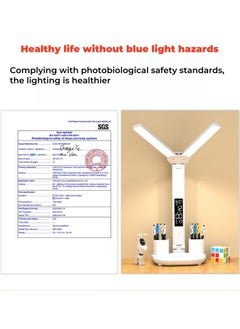 XiuWoo Large Capacity Battery Foldable Eye Protection Desk Lamp Led Smart Desk Lamp Bedroom Charging Reading, Desk, Study, Office Table Lamp with Fan, Pen Holder - Plug-in Model  - Image 5