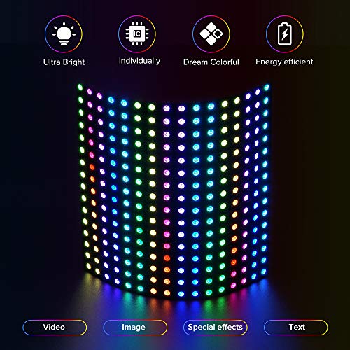 BTF-LIGHTING BTFLIGHTING WS2812B RGB 5050SMD Individually Addressable Digital 16x16 256 Pixels 63in x 63in LED Matrix Flexible FPCB Dream Full Color Works with SP802E Controller Image Video Text Display DC5V - Image 3