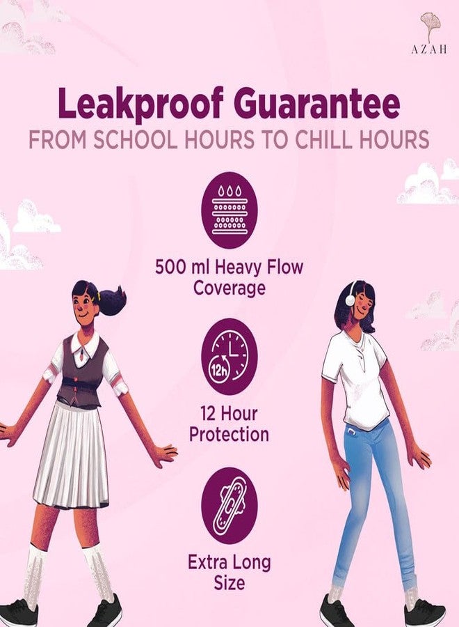 AZAH Sanitary Pads for Teen Large [Pack of 16] | Ultra Absorbent Sanitary Pads for Teenage Girls | 275 MM Long Sanitary pads for Girls | 100% Rash-Free & Cottony Soft | 12 Hrs Leakproof Protection | - Image 4