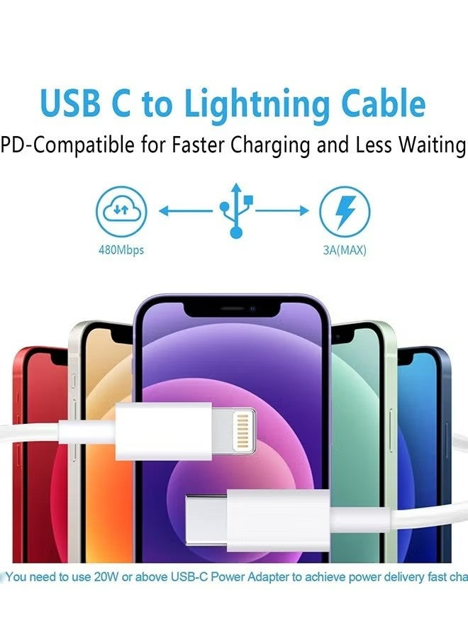 HAVEN Lightning Cable - 2 Meter White，USB C to Lightning Charger Cable Fast Charging Power Delivery PD 20W iPhone Charging Cable for iPhone 14/14 Pro/14 Plus/14 Pro Max, iPad Pro, iPhone 8-13 All Series - Image 4