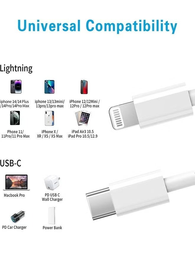 HAVEN Lightning Cable - 2 Meter White，USB C to Lightning Charger Cable Fast Charging Power Delivery PD 20W iPhone Charging Cable for iPhone 14/14 Pro/14 Plus/14 Pro Max, iPad Pro, iPhone 8-13 All Series - Image 3