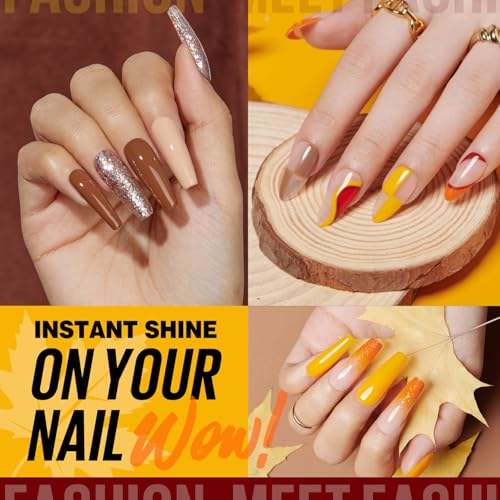 MEFA 19 Pcs Gel Nail Polish Kit with U V Light, 12 Colors Fall Gel Nail Polish Set Burgundy Red Champagne Gold Purple Glitter Soak Off Manicure Tools Halloween Beginners Salon Art DIY for Women - Image 3